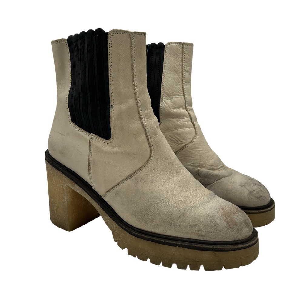 Free People Cream and Black Ankle Boots